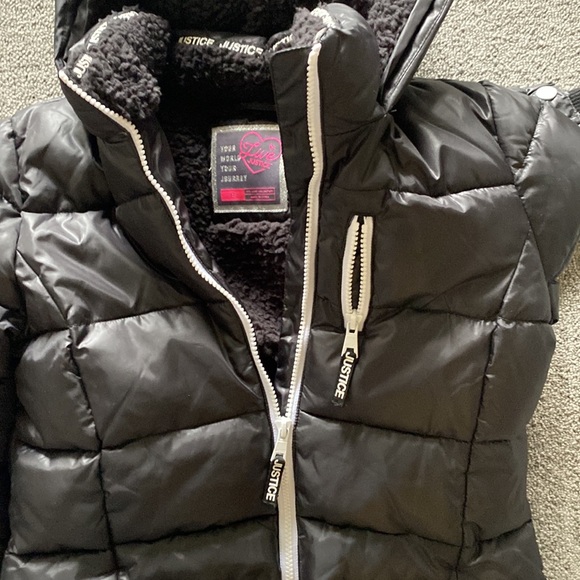 Justice Girls puffer coat jacket with hood size 12 - Picture 7 of 7